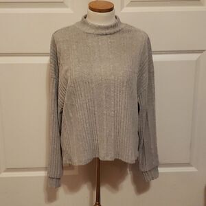 All in Favor Womens Grey Ribbed Mock Neck Sweater Size‎ XL NEW